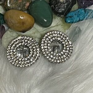 Vintage Triple Row Rhinestone Clip Earrings